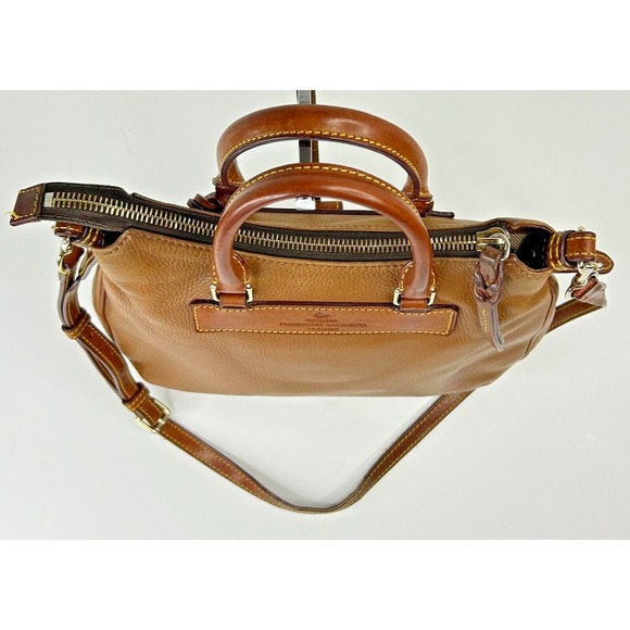 Dooney & Bourke Florentine VTG Satchel Med Camel Tear Drop Crossbody Rare Classy - Picture 6 of 12